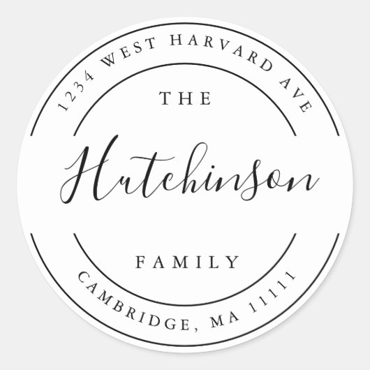 シンプルファミリーネームラウンド差出人住所ラベル ラウンドシール (正面)