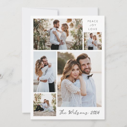 シンプルファミリー５ フォトコラージュ 新婚あいさつ シーズンカード (正面)