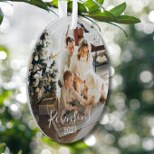 シンプルファミリー2フォト名前をカスタムする台本&年 オーナメント