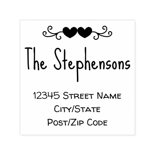 シンプルファミリ名手書きスタイルハート セルフインキングスタンプ (デザイン)