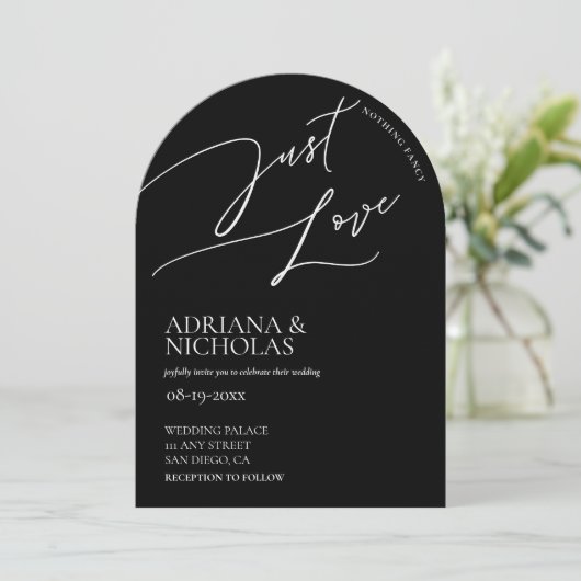 シンプルファンシークラシック白黒なし結婚の 招待状 (スタンド正面)