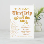シンプルファーストトリップのまわりにザサンファースト誕生日 招待状 (スタンド正面)