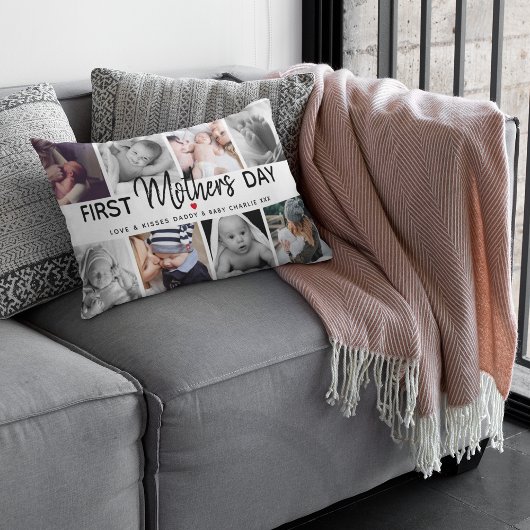 シンプルファースト母の日写真コラージュ |ママ ランバークッション