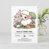 シンプルファーミヤードシープデジタル誕生日 招待状 (スタンド正面)