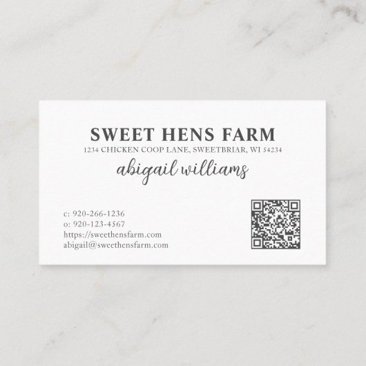 シンプルファームハウスチキンエッグQRCode名刺 名刺 (裏面)