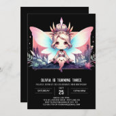 シンプルフェアリーテーマデジタル誕生日 招待状 (正面/裏面)