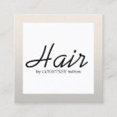 シンプルフェイクエレガントシルバーブラックホワイト美容師 スクエア名刺 (正面)