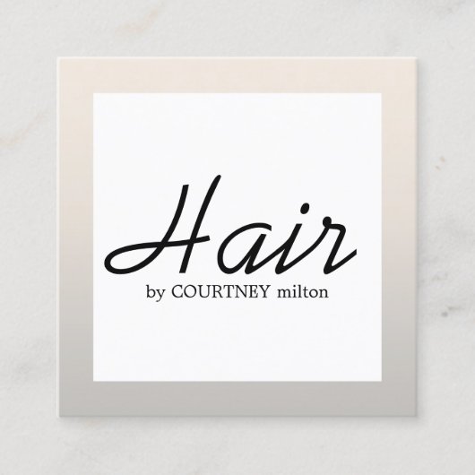 シンプルフェイクエレガントシルバーブラックホワイト美容師 スクエア名刺 (正面)