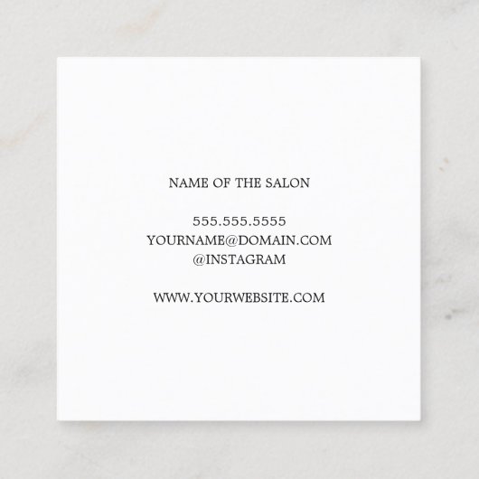 シンプルフェイクエレガントシルバーブラックホワイト美容師 スクエア名刺 (裏面)