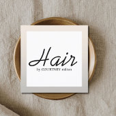 シンプルフェイクエレガントシルバーブラックホワイト美容師 スクエア名刺