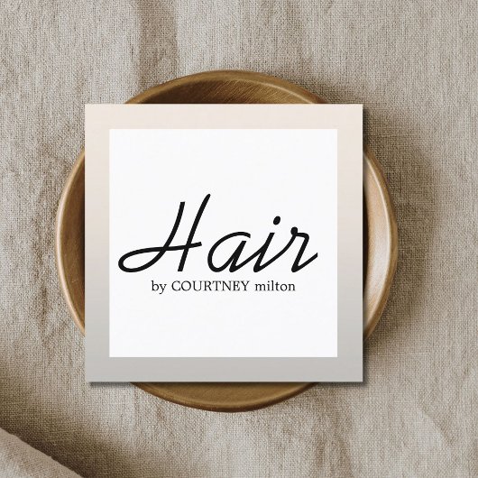 シンプルフェイクエレガントシルバーブラックホワイト美容師 スクエア名刺