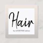 シンプルフェイクエレガントシルバーブラックホワイト美容師 スクエア名刺 (正面)