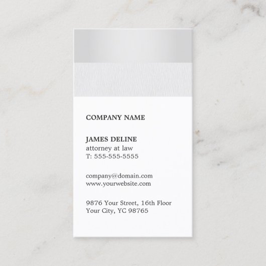 シンプルフェイクエレガントシルバーホワイトコンサルタント 名刺 (正面)