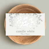 シンプルフェイクエレガントシルバー葉スパ 名刺