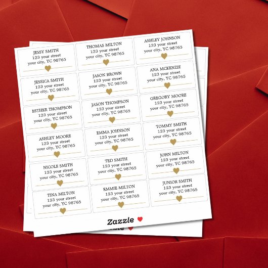 シンプルフェイクエレガント金ゴールドハート線結婚のラベル シール