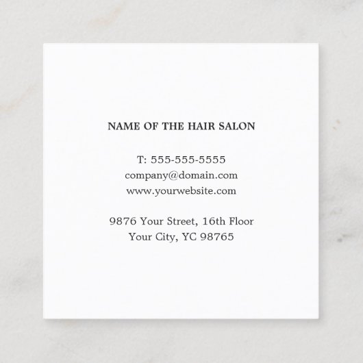 シンプルフェイクエレガント金ゴールドホワイトヘアアポイントメント 予約カード (裏面)