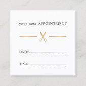 シンプルフェイクエレガント金ゴールドホワイトヘアアポイントメント 予約カード (正面)