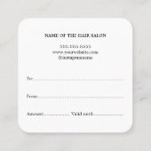 シンプルフェイクエレガント金ゴールド美しいサロンギフト スクエア名刺 (裏面)