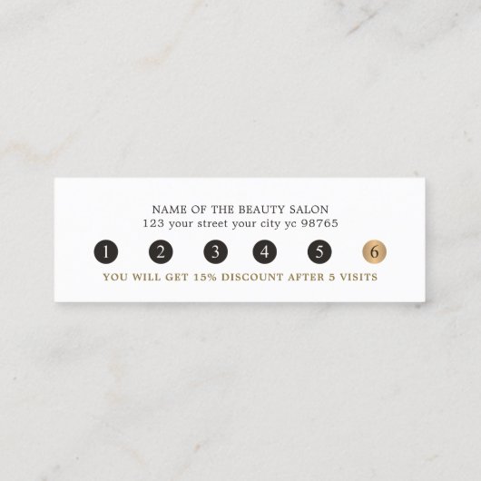 シンプルフェイクエレガント金ゴールド美しいサロン ロイヤリティカード (裏面)