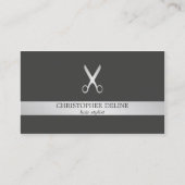 シンプルフェイクエレガント銀シザー美容師 名刺 (正面)