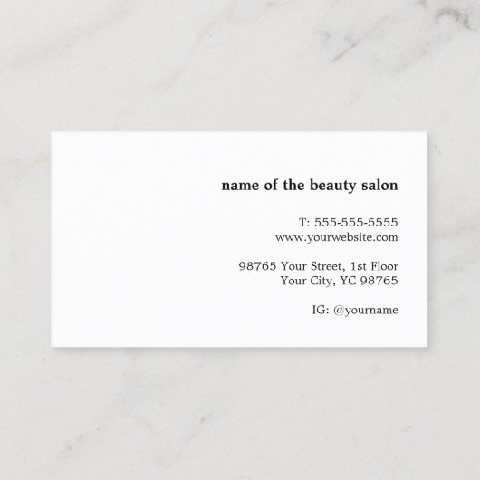 シンプルフェイクエレガント銀シザー美容師 名刺 (裏面)