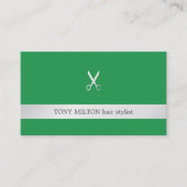 シンプルフェイクエレガント銀シザー美容師 名刺 (正面)