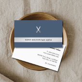 シンプルフェイクエレガント銀シザー美容師 名刺