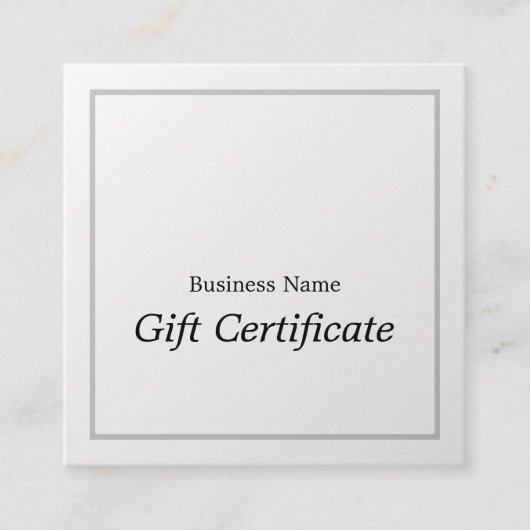 シンプルフェイクエレガント銀券 スクエア名刺 (正面)