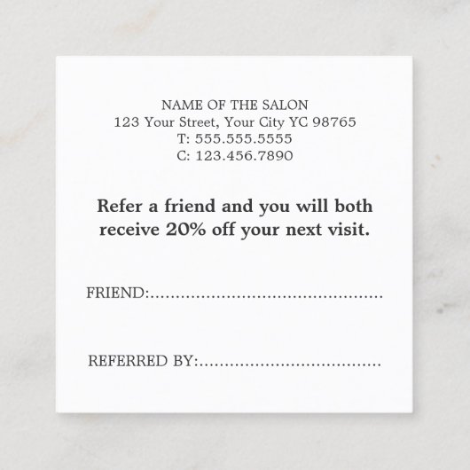 シンプルフェイクエレガント銀金ゴールドハート 紹介カード (裏面)