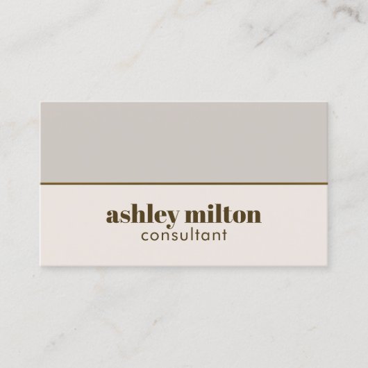シンプルフェイクエレガント銅ラインパステルブラウン 名刺 (正面)