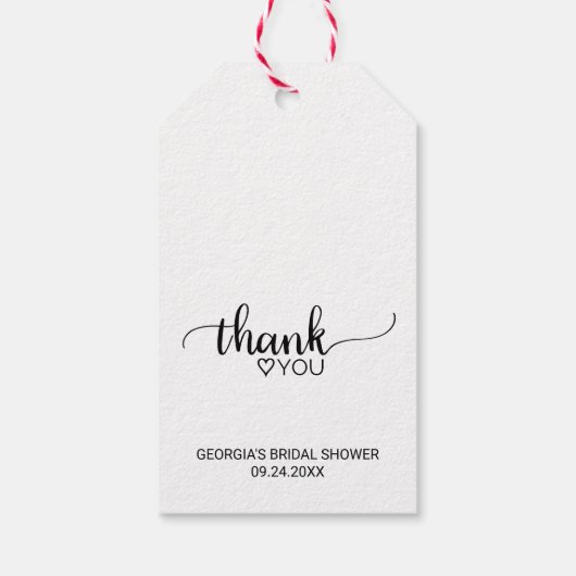シンプルフェイククラフトサンキューブライダルシャワー ギフトタグ (裏面)