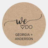 シンプルフェイククラフト我々は結婚封筒用シール ラウンドシール (正面)