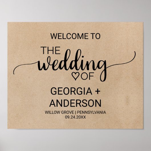 シンプルフェイククラフト書結婚道の歓迎 ポスター (正面)
