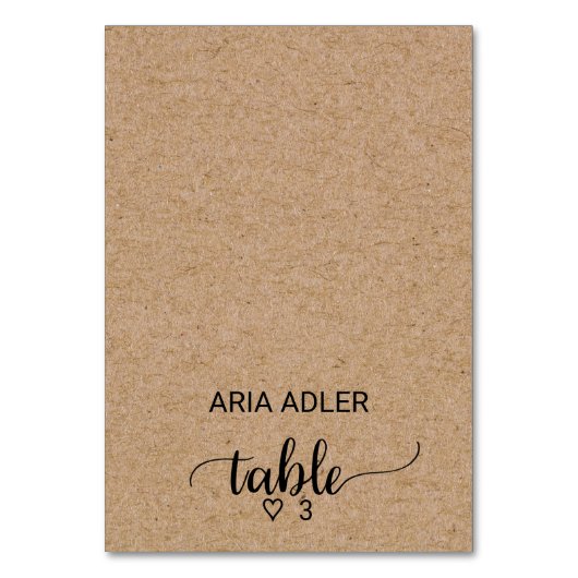 シンプルフェイククラフト書道エスコート座席表 テーブルナンバー (正面)