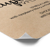 シンプルフェイククラフト書道カップケーキ味の看板 ポスター (角)