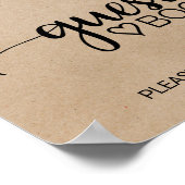 シンプルフェイククラフト書道ゲストブックサイン ポスター (角)