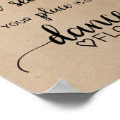 シンプルフェイククラフト書道ダンスフロアサイン ポスター (角)