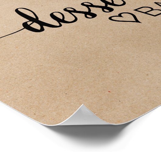 シンプルフェイククラフト書道デザートバー標識 ポスター (角)