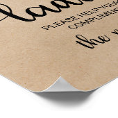 シンプルフェイククラフト書道レディースバスルームサイン ポスター (角)