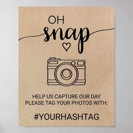 シンプルフェイククラフト書道Ohスナップサイン ポスター (正面)