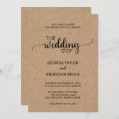 シンプルフェイククラフト結婚書道 招待状 (正面/裏面)