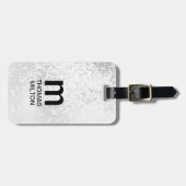 シンプルフェイクシルバーブラックはっきりしたモノグラム ラゲッジタグ (正面横)