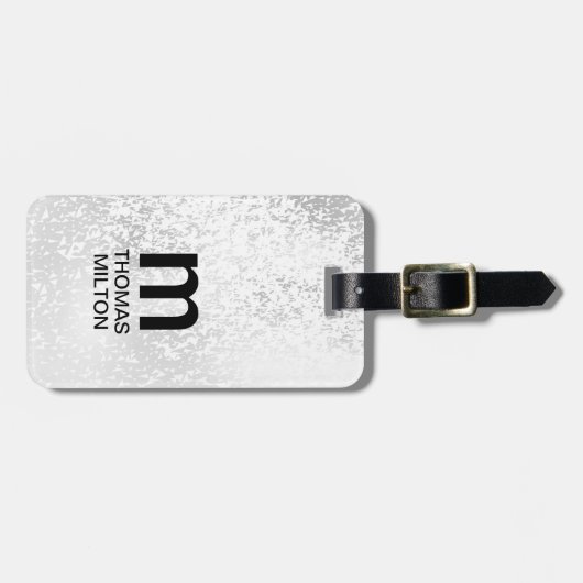 シンプルフェイクシルバーブラックはっきりしたモノグラム ラゲッジタグ (正面横)
