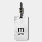 シンプルフェイクシルバーブラックはっきりしたモノグラム ラゲッジタグ (正面縦)
