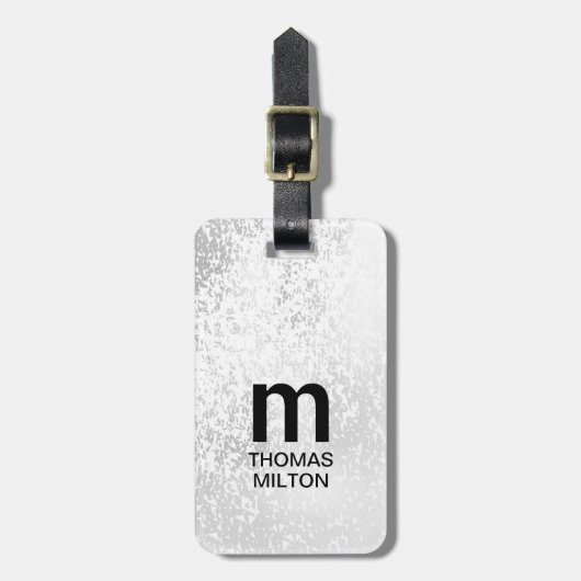 シンプルフェイクシルバーブラックはっきりしたモノグラム ラゲッジタグ (正面縦)