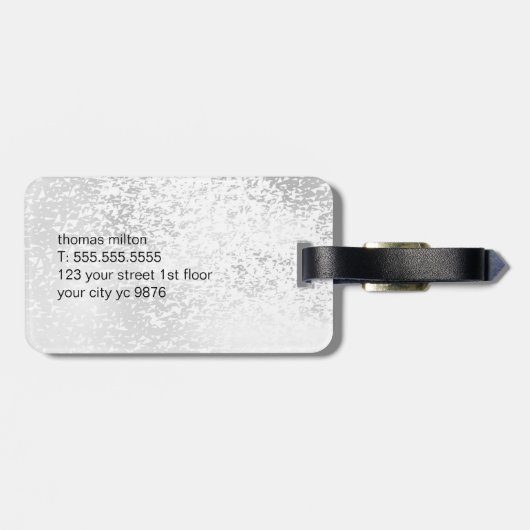 シンプルフェイクシルバーブラックはっきりしたモノグラム ラゲッジタグ (裏面横)
