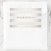 シンプルフェイクスタイリッシュ銀と白のストライプ 長方形シール (バッグ)