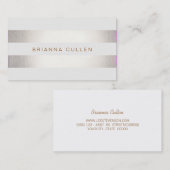 シンプルフェイクスタイリッシュ銀と白ストライプの 名刺 (正面/裏面)