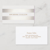 シンプルフェイクスタイリッシュ銀と白ストライプの 名刺 (正面/裏面)