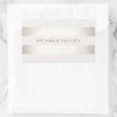 シンプルフェイクスタイリッシュ銀と白ストライプの 長方形シール (バッグ)